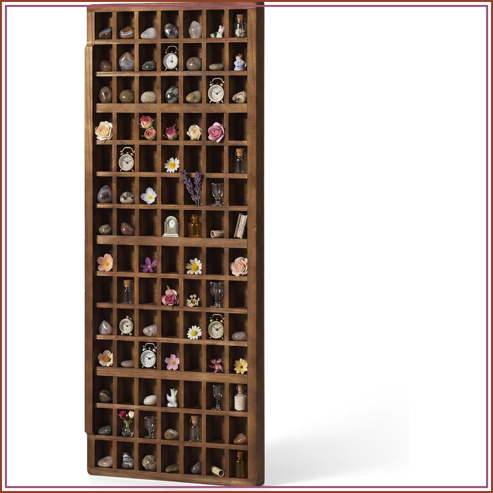 Vintage Collectible Glass - 98 Slots Rustic Wood Shot Glasses