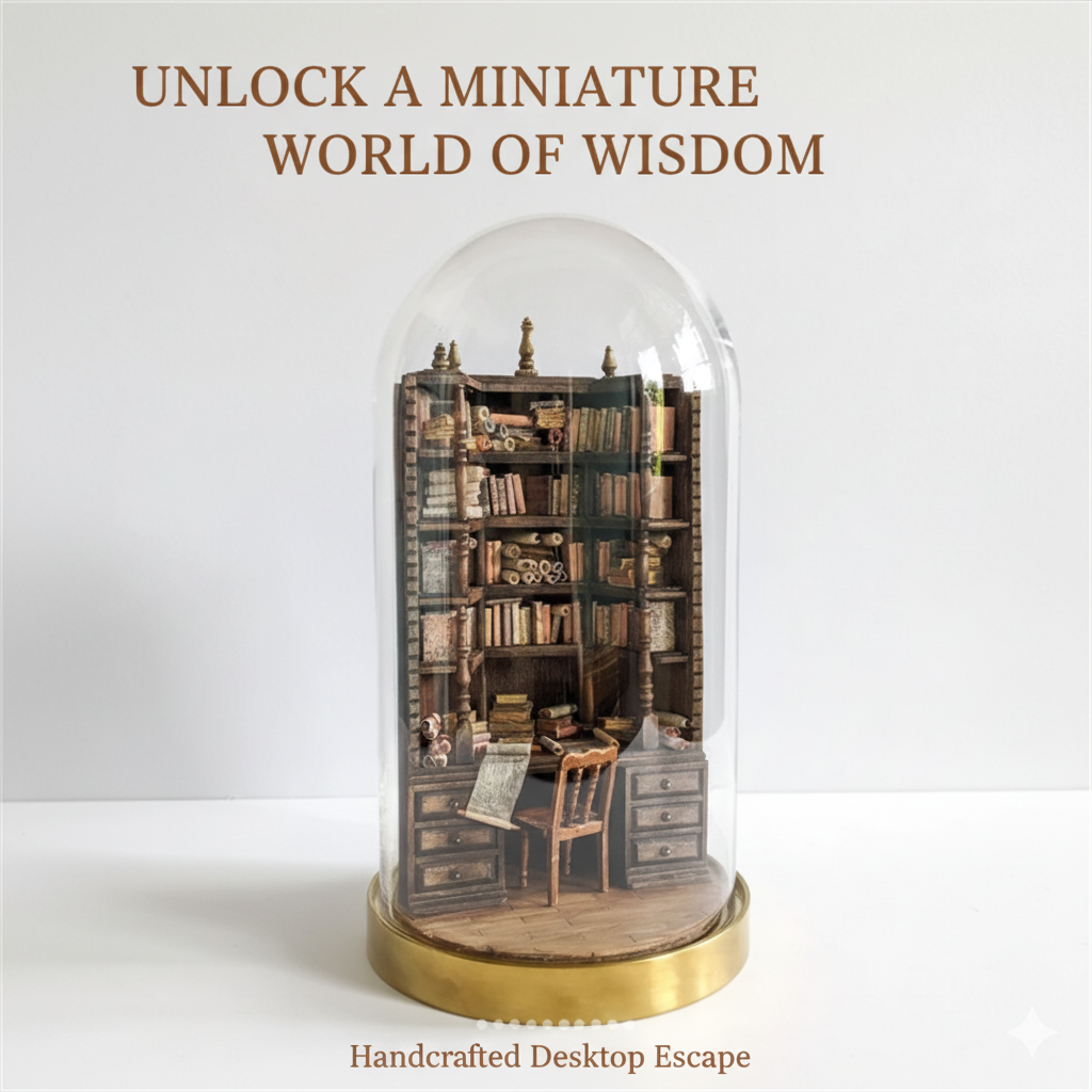 Vintage Collectible Glass - Miniature Bookcase Bookshelf Decoration With Glass