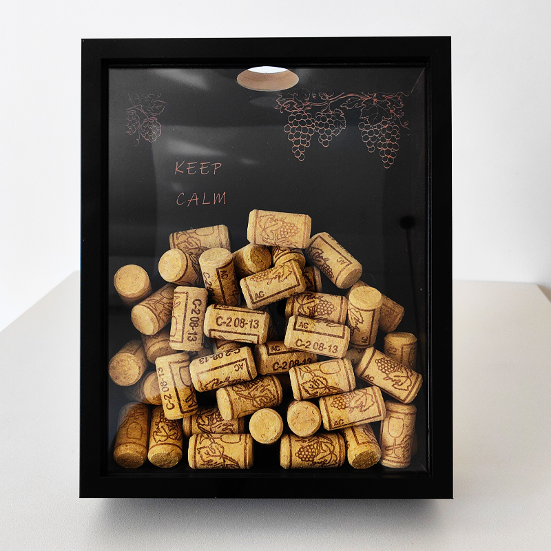 Red Wine Cork Display Frame Wo - Vintage Collectible Glass reseña y precio