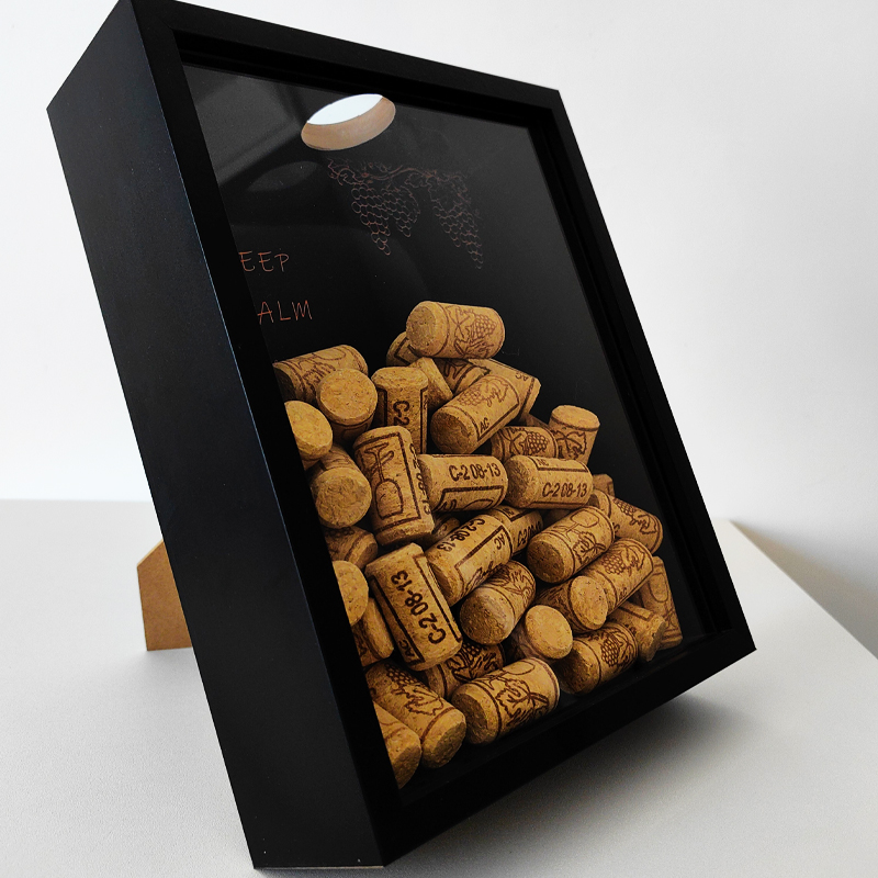 Red Wine Cork Display Frame Wo - Vintage Collectible Glass reseña y precio