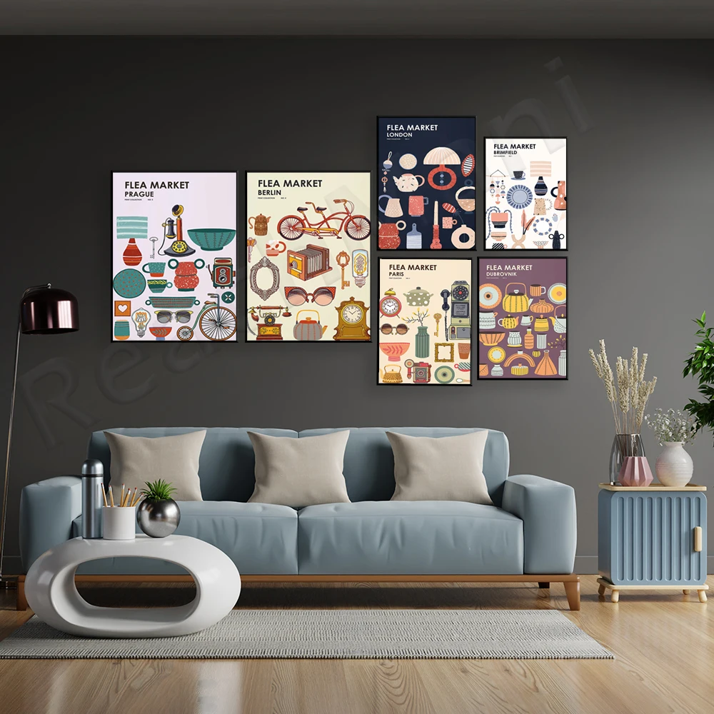 Flea Market Print Collection - - Vintage Collectible Market reseña y precio