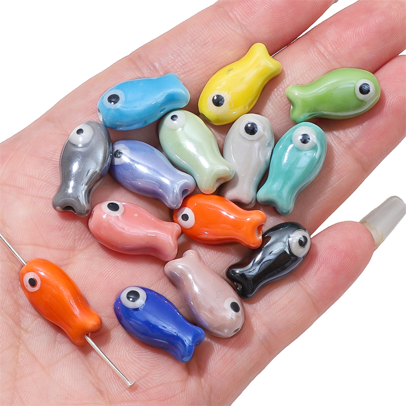 10Pcs Vintage Fish Ceramic Bea - Vintage Necklace reseña y precio