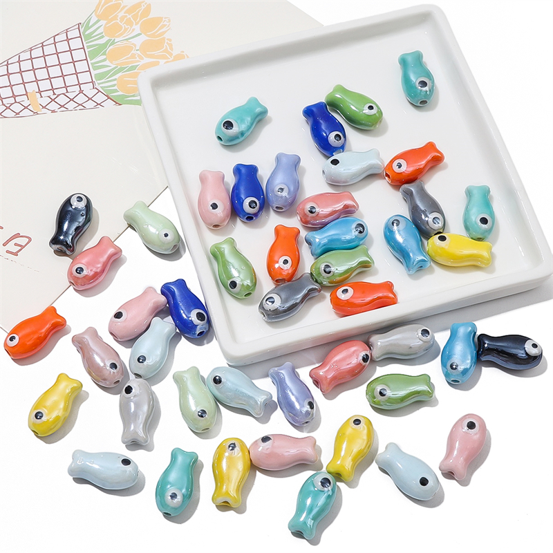 10Pcs Vintage Fish Ceramic Bea - Vintage Necklace reseña y precio