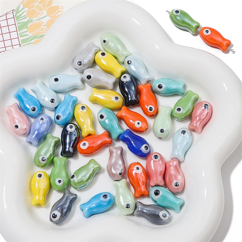 10Pcs Vintage Fish Ceramic Bea - Vintage Necklace reseña y precio