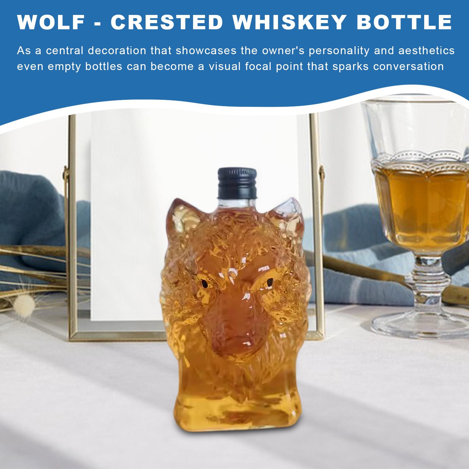 Whiskey Bottle Wolf Shape Wine - Vintage Collectible Glass reseña y precio