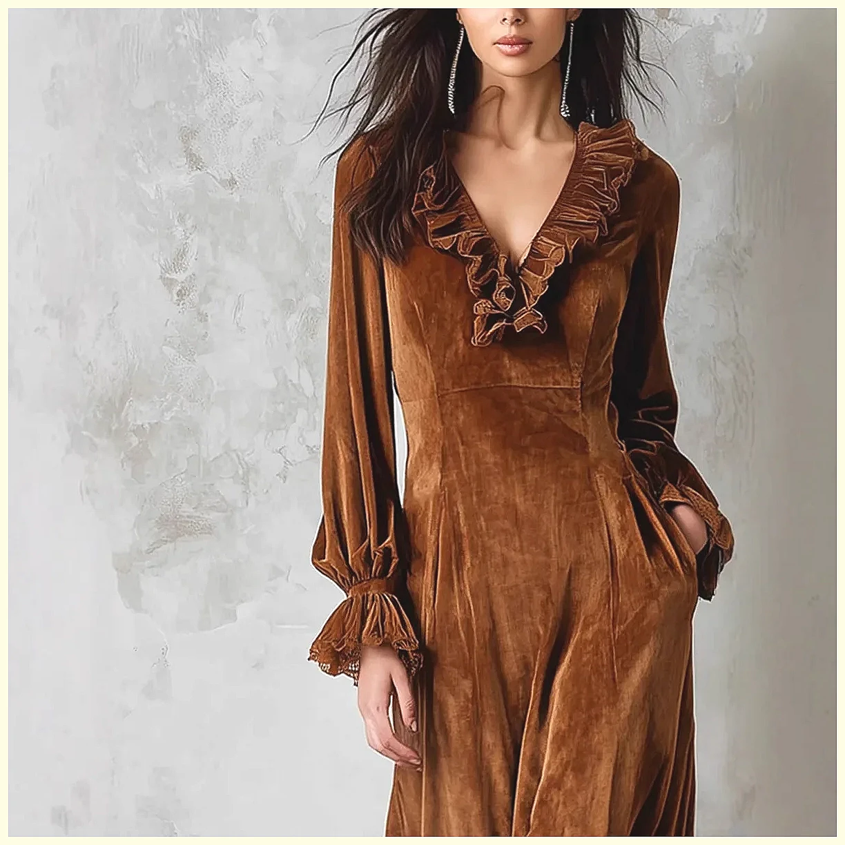 Vintage Velvet Maxi Dress V-Ne - Vintage Necklace reseña y precio