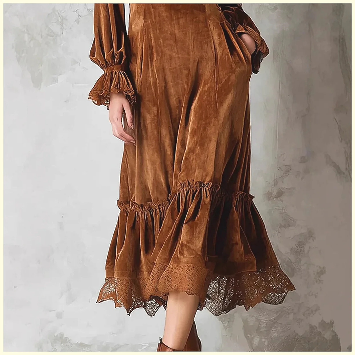 Vintage Velvet Maxi Dress V-Ne - Vintage Necklace reseña y precio