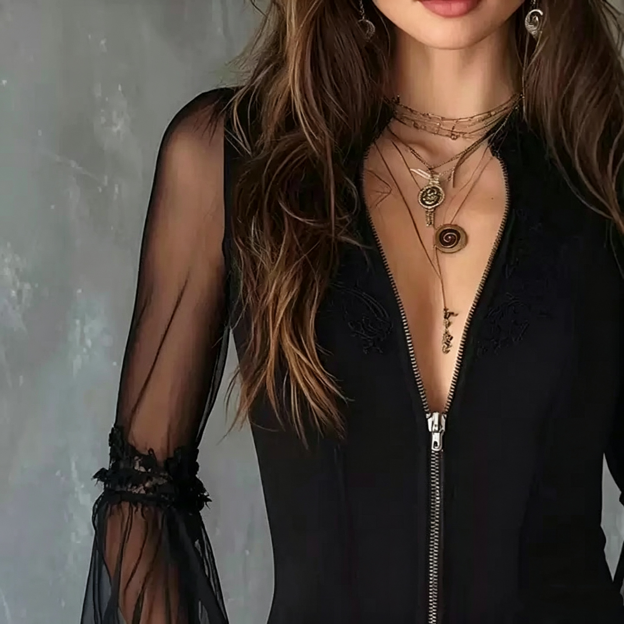 Ladies Black round Neck Long S - Vintage Necklace reseña y precio