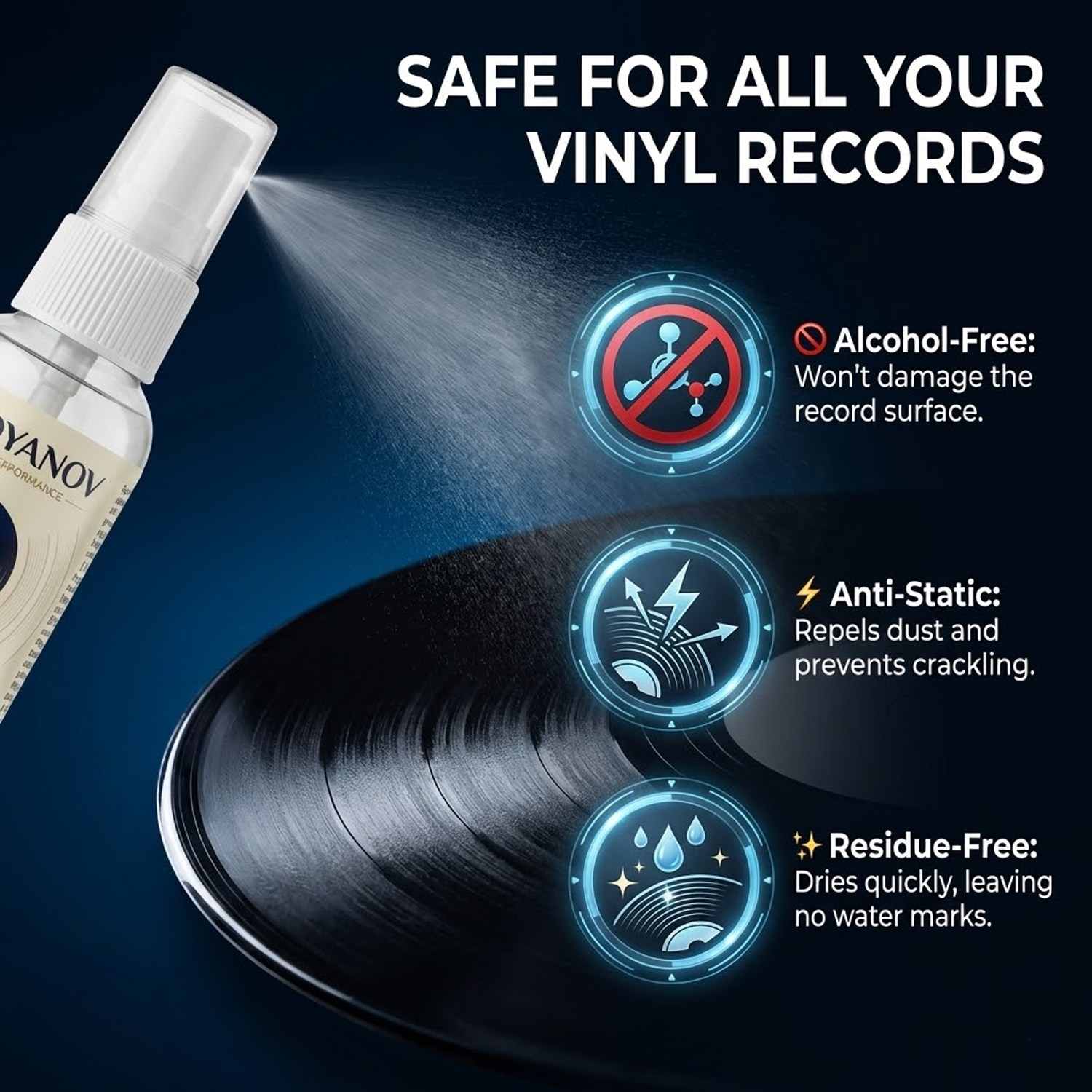 Anti-Static Vinyl Record Clean - Record Player Needle reseña y precio