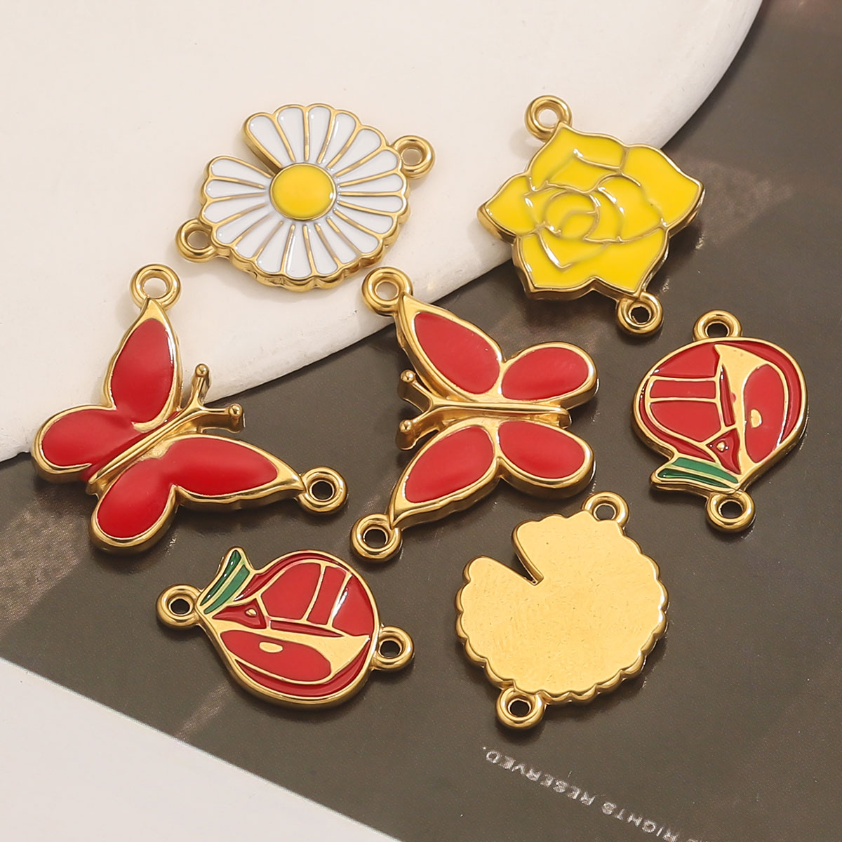 4pcs Stainless Steel Enamel Vi - Vintage Necklace reseña y precio
