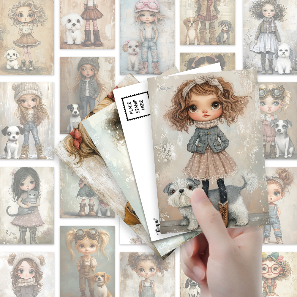32pcs Vintage Cute Doll Postca - Vintage Collectible And Vintage Dolls reseña y precio