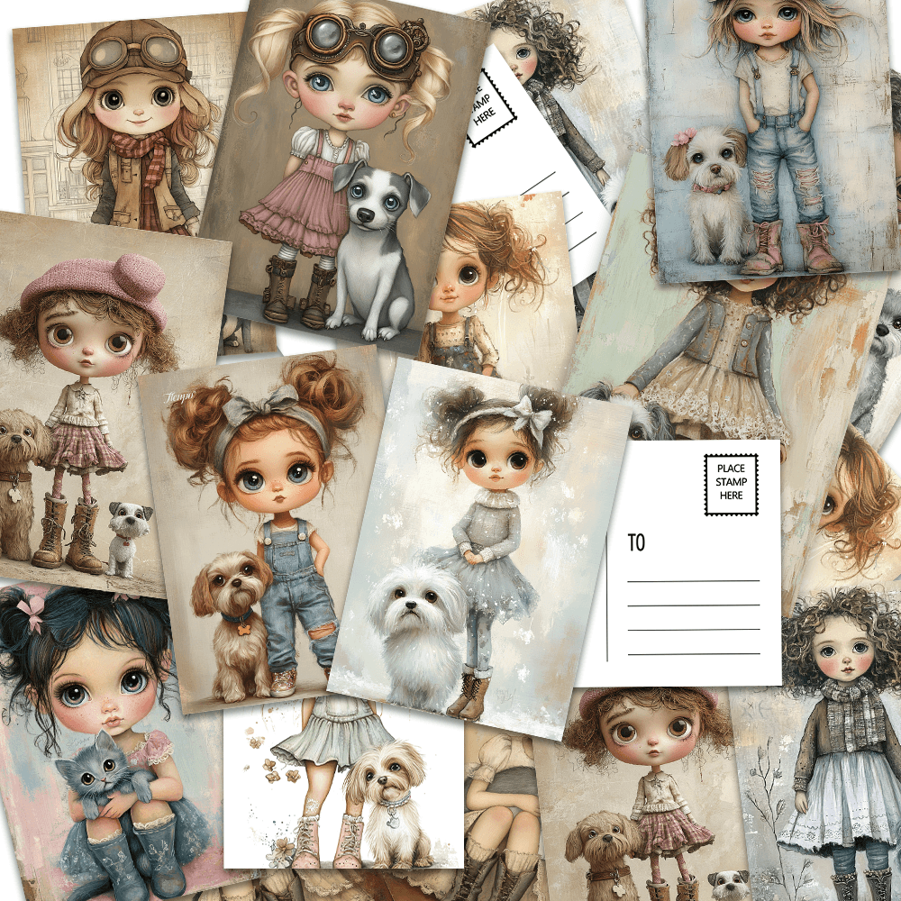 32pcs Vintage Cute Doll Postca - Vintage Collectible And Vintage Dolls reseña y precio